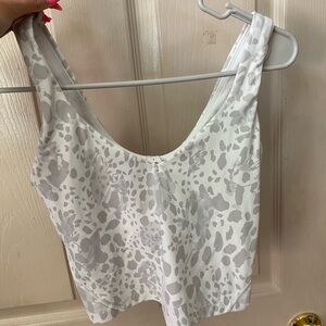 White and grey patterned Lululemon align tank